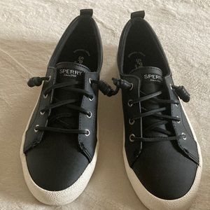 Sperry leather black sneakers women size 8 Brand New never wore